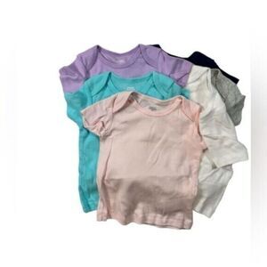 NWT Amazon Essentials Baby Girls 6 Multi Color Crib Under Shirts - Size 9 Month